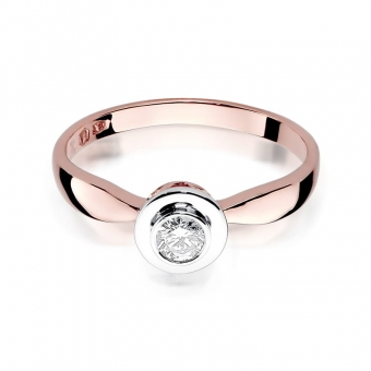 Pierścionek z różowego złota z brylantem 0.15ct BD294/15/R
