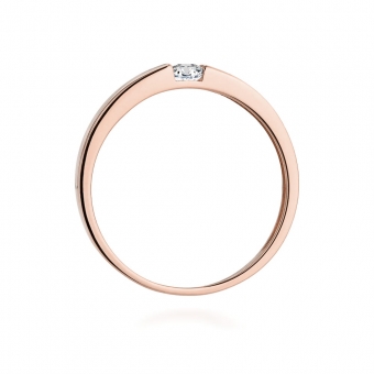 Pierścionek z różowego złota z brylantem 0.12ct BD432/R